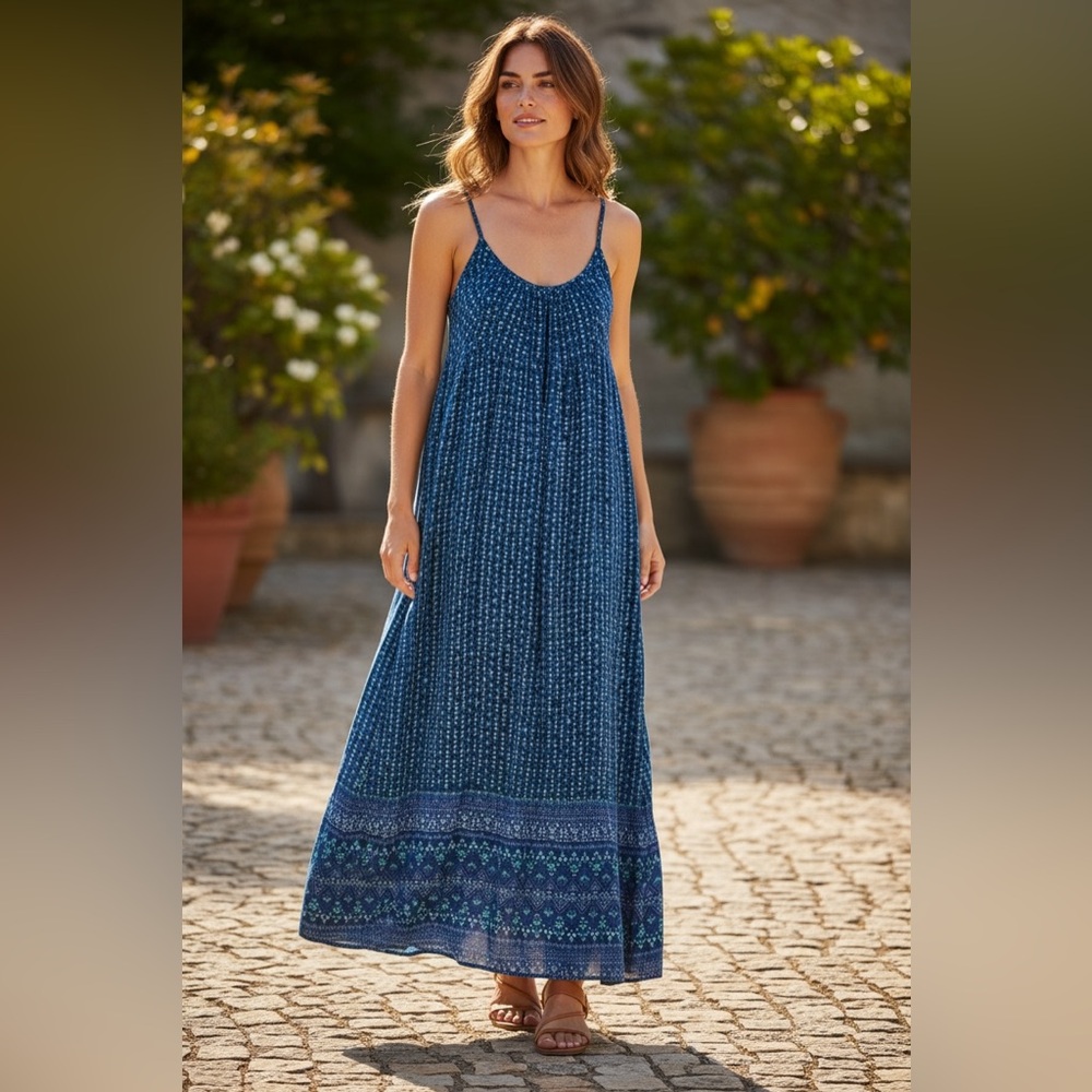 Old Navy Blue Patterned Maxi Dress